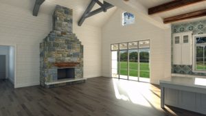 Kitchen, dining, living